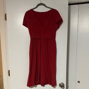 Elegant Red Women's Short Sleeve Dress